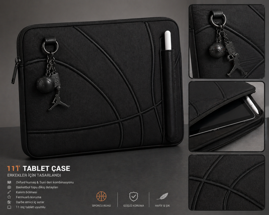 Mat Siyah Premium Tablet Çantası